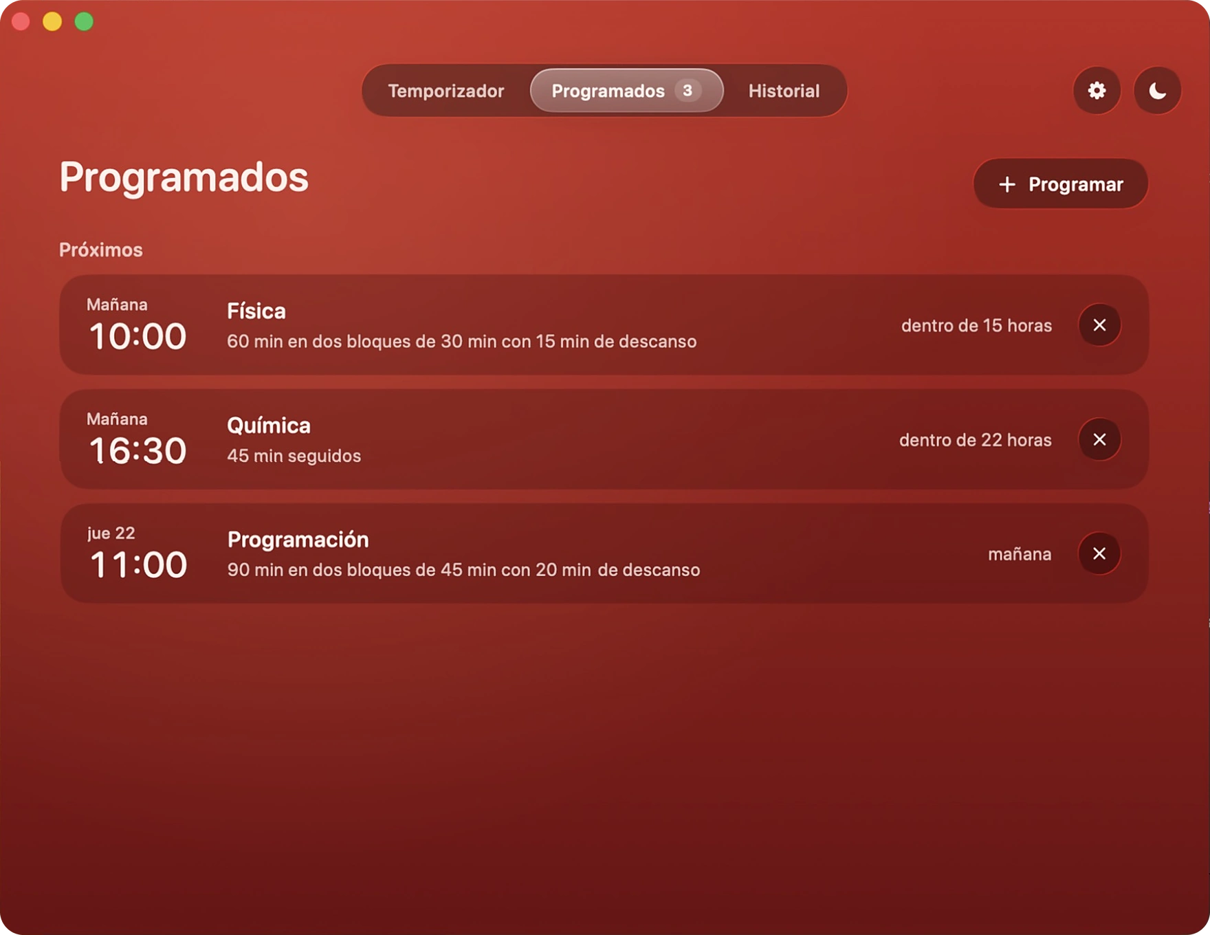 Programados de Tomate en modo tomate: la lista de pomodoros programados para mañana y pasado